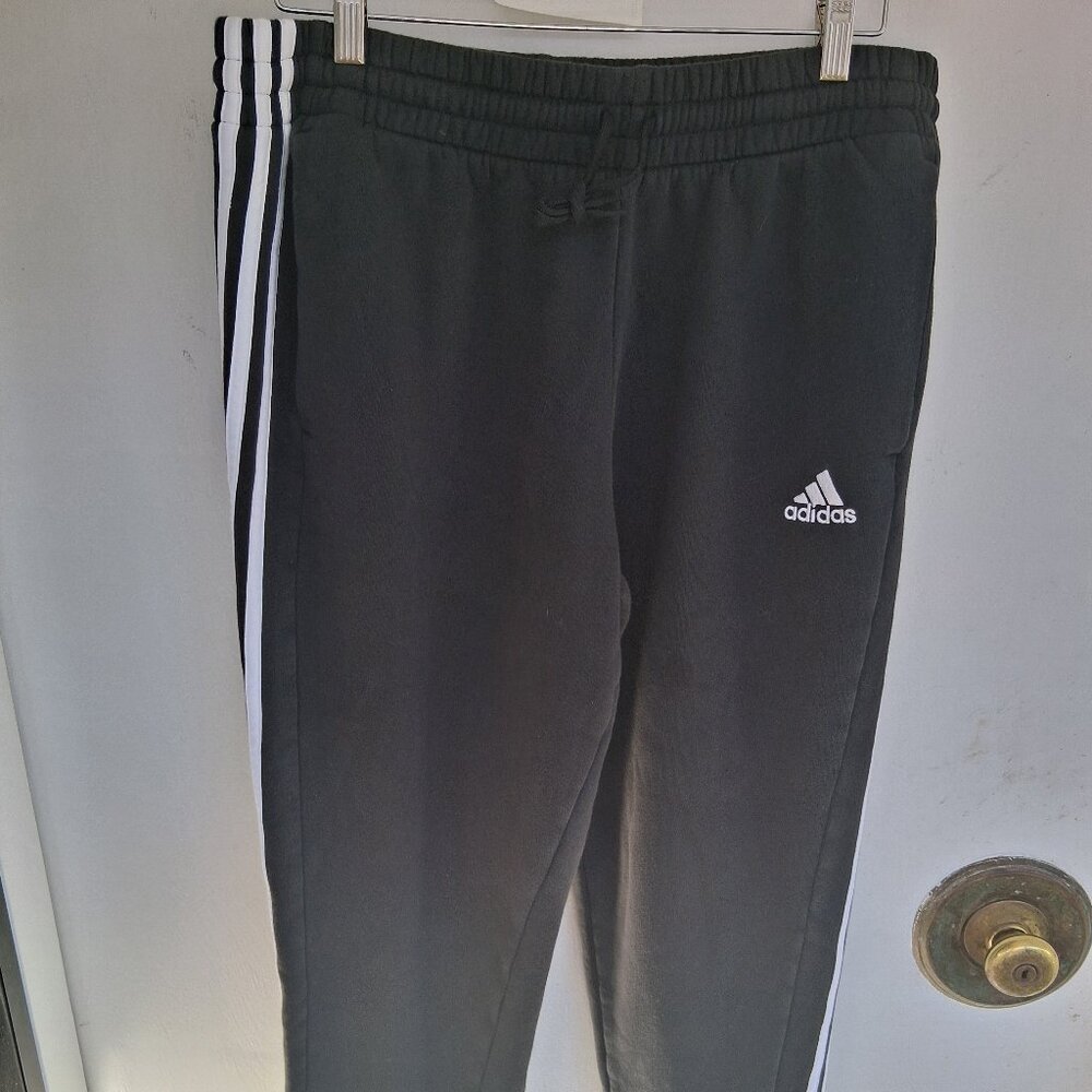 Adidas Sweat Pants Soccer Striped Black W/Pockets Athletic Men's Size  X Large